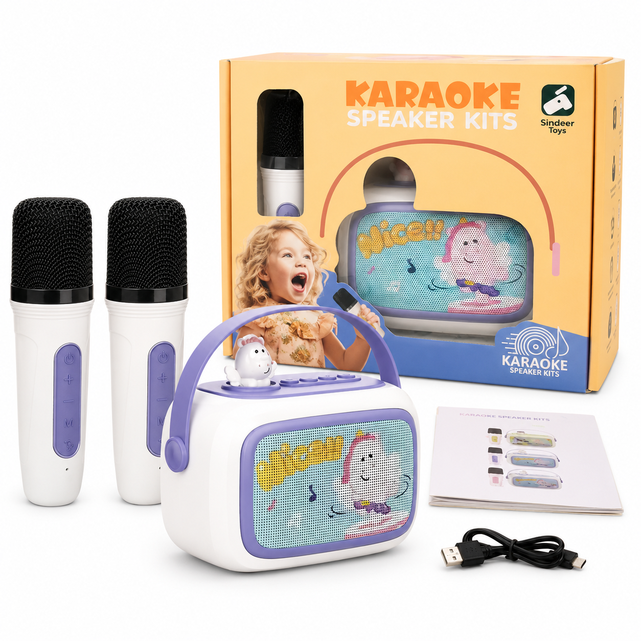 Mini karaoke machine for kids with Bluetooth speaker and 2 wireless microphones – Kuwait